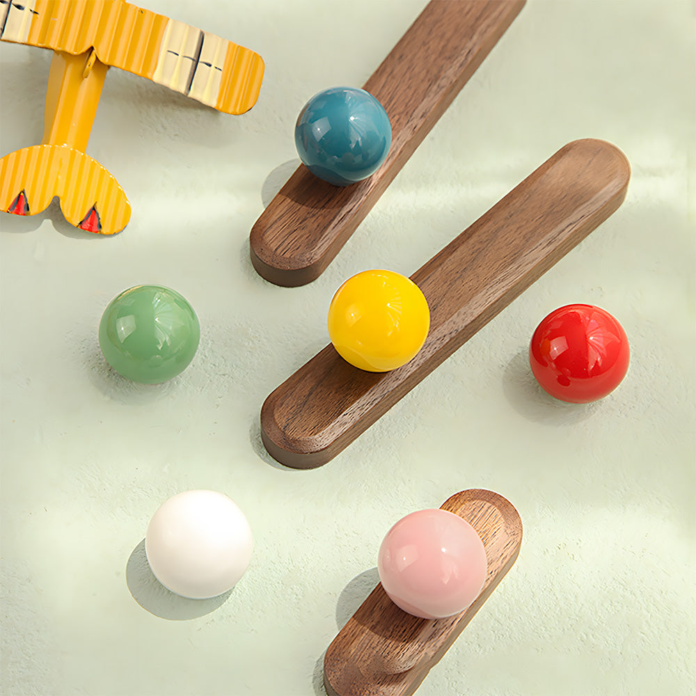 Modern Wooden Cupboard Handles with Ball Knobs
