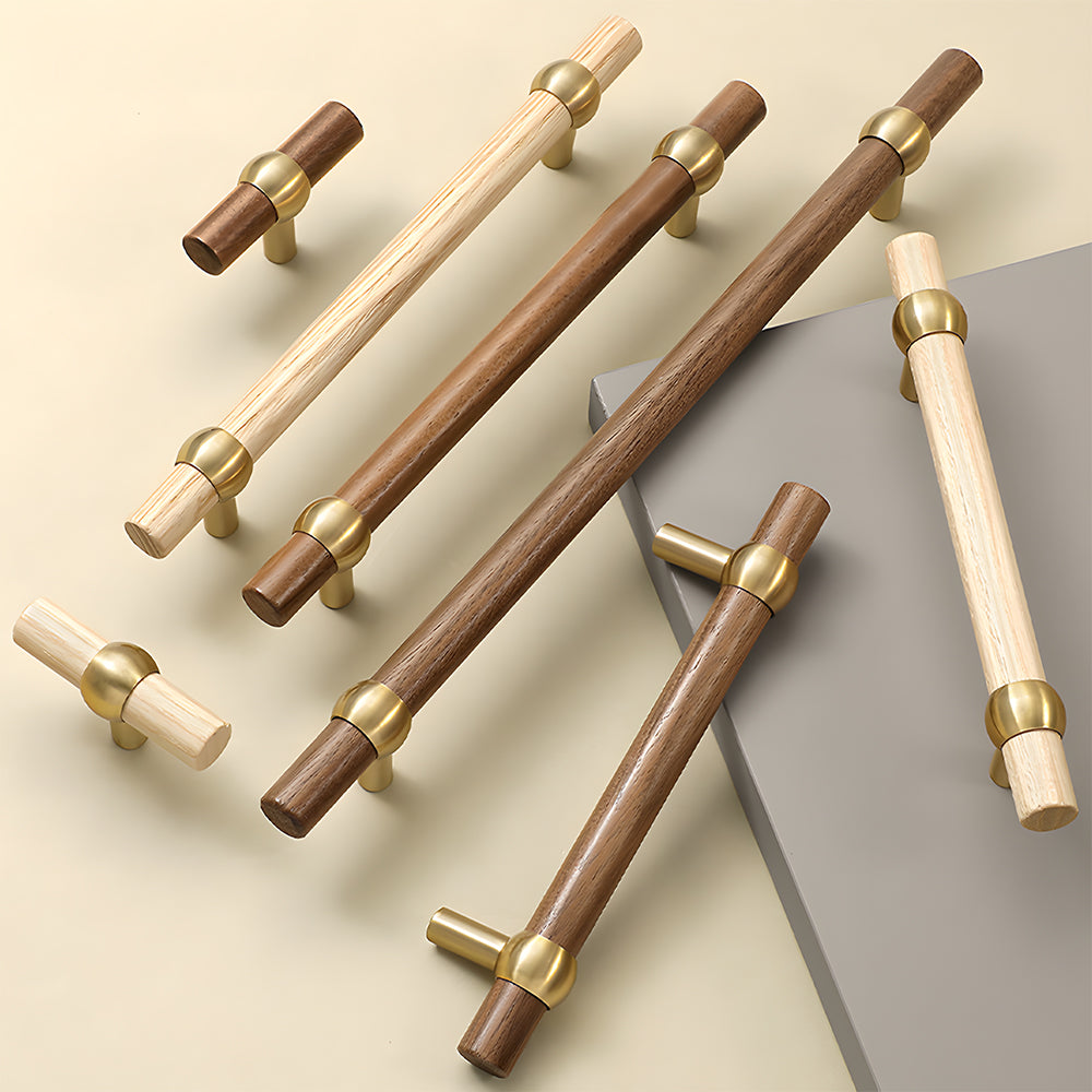 Modern Wooden T-Bar Cupboard Handles