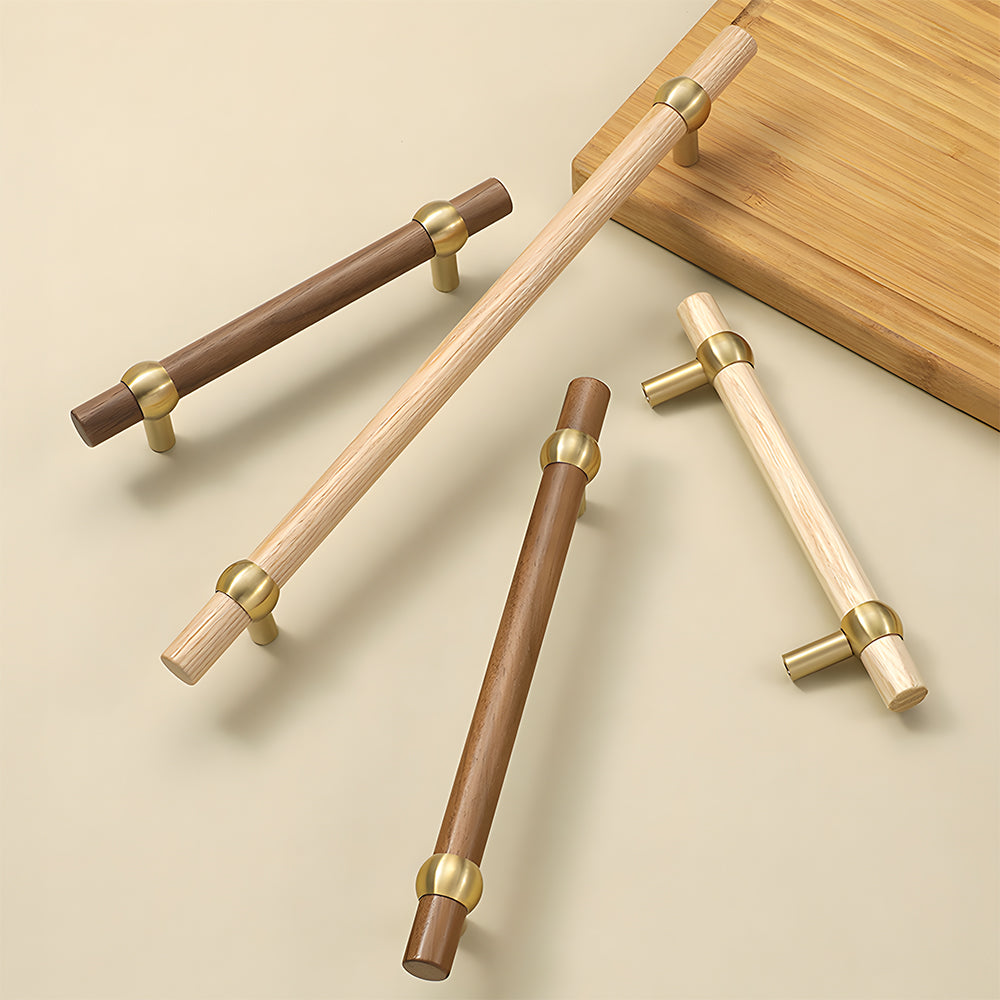 Modern Wooden T-Bar Cupboard Handles