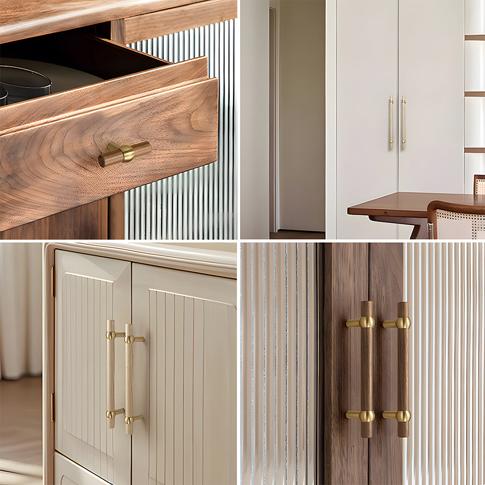 Modern Wooden T-Bar Cupboard Handles