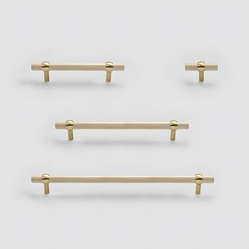 Modern Wooden T-Bar Cupboard Handles