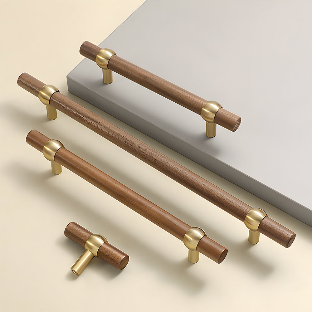 Modern Wooden T-Bar Cupboard Handles