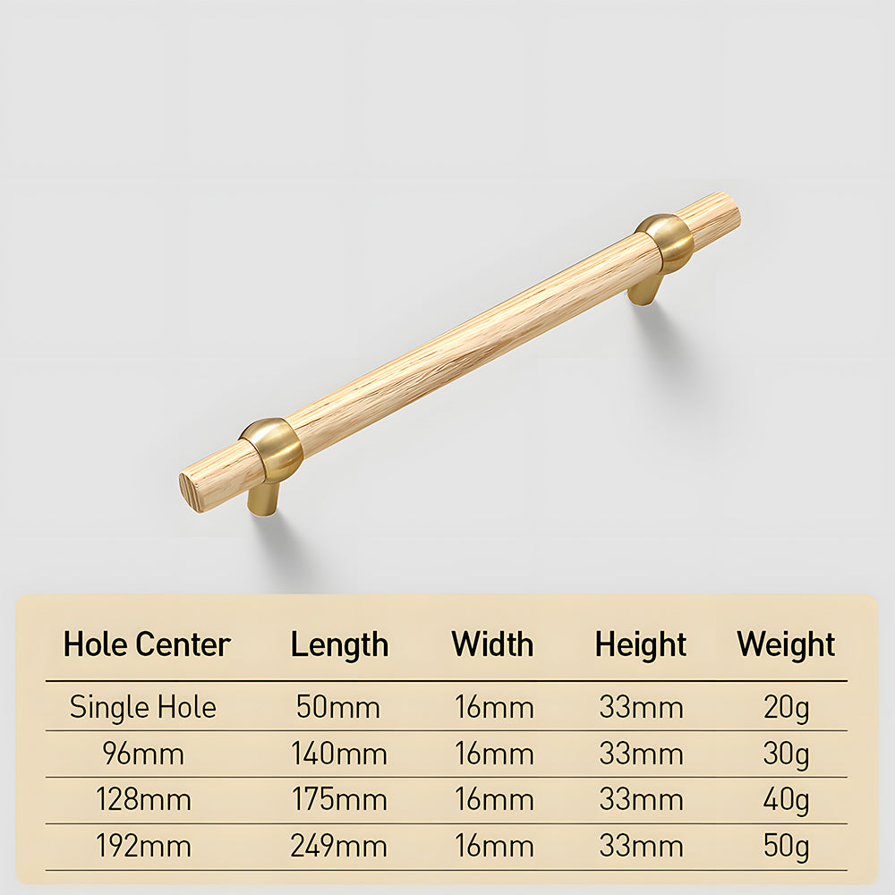 Modern Wooden T-Bar Cupboard Handles