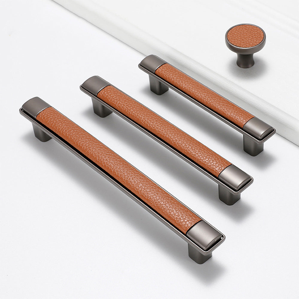 Retro Leather T-Bar Drawer Handles & Knobs