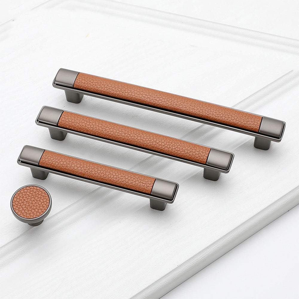 Retro Leather T-Bar Drawer Handles & Knobs