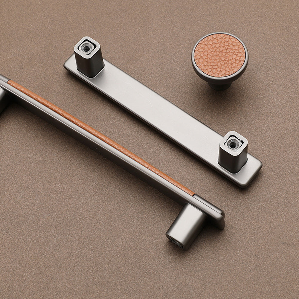 Retro Leather T-Bar Drawer Handles & Knobs