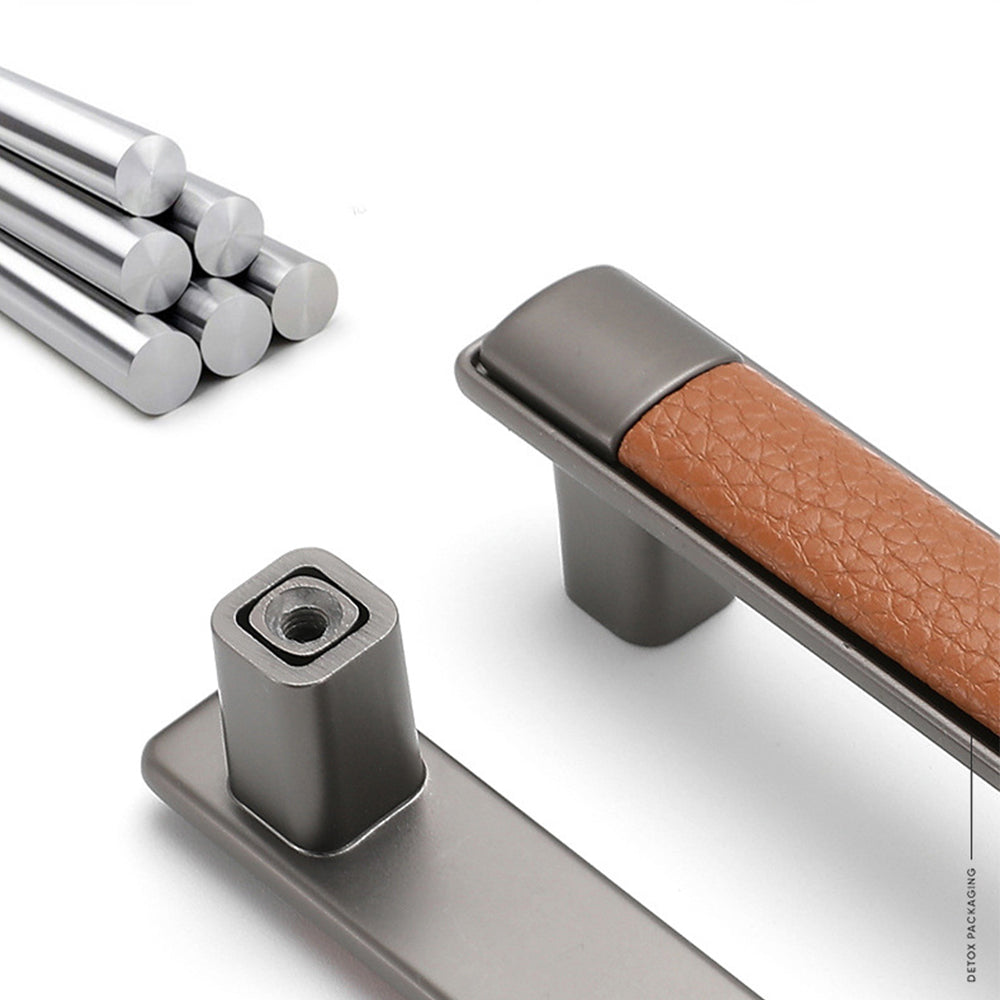 Retro Leather T-Bar Drawer Handles & Knobs