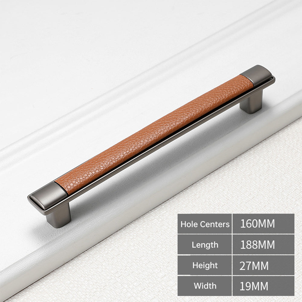 Retro Leather T-Bar Drawer Handles & Knobs