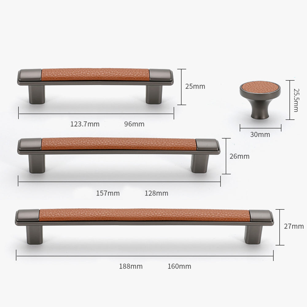 Retro Leather T-Bar Drawer Handles & Knobs