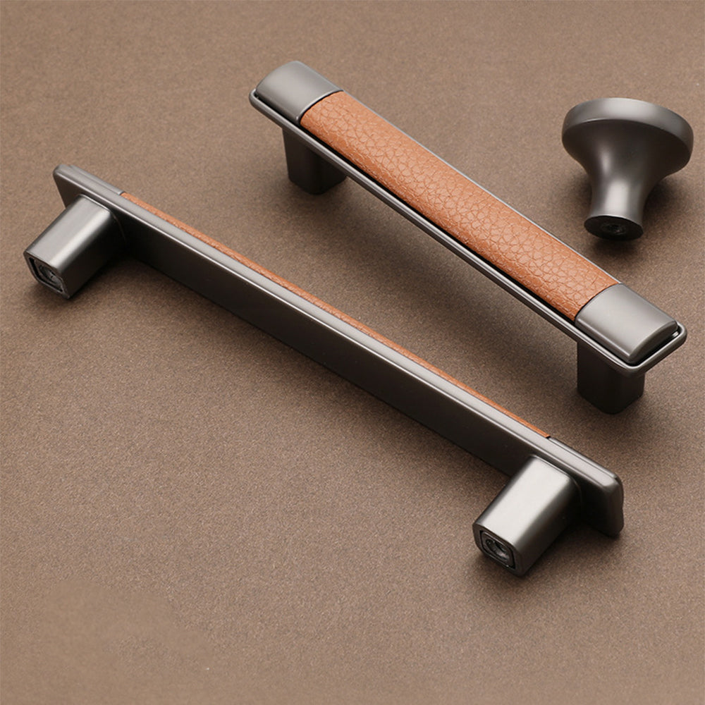 Retro Leather T-Bar Drawer Handles & Knobs
