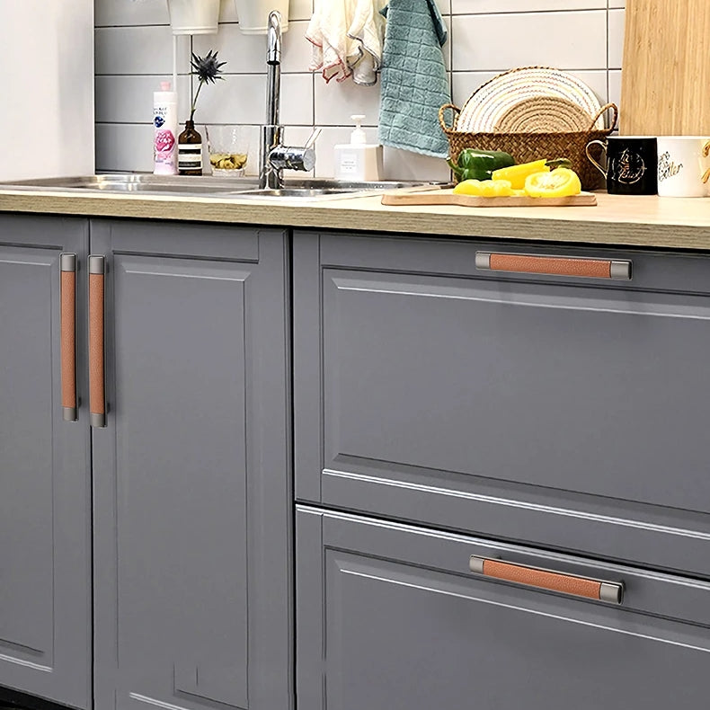 Retro Leather T-Bar Drawer Handles & Knobs