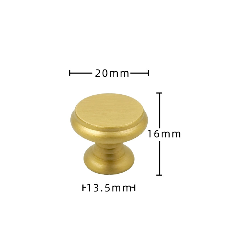 Round Brushed Brass Cupboard Knobs with Stepped Rim