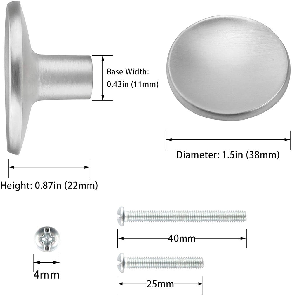 Round Brushed Nickel Cupboard Knobs