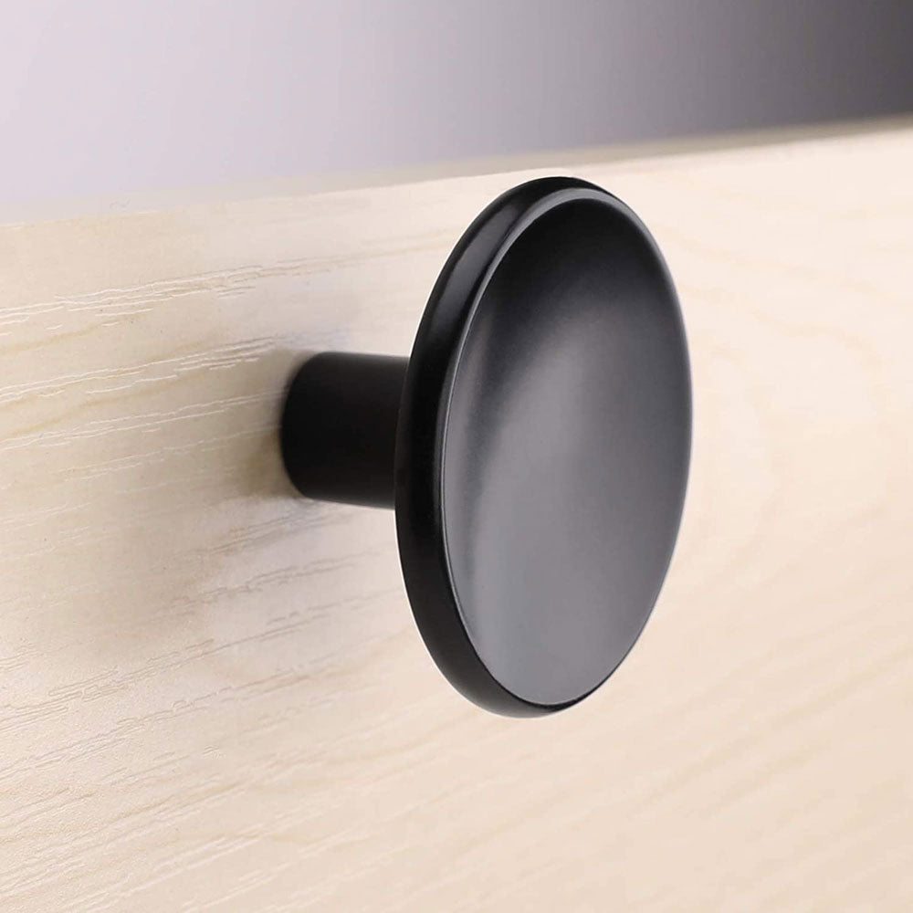 Solid Zinc Alloy Black Round Drawer Knobs