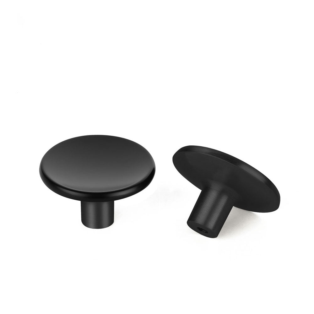 Solid Zinc Alloy Black Round Drawer Knobs