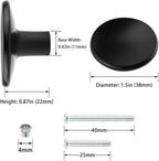 Solid Zinc Alloy Black Round Drawer Knobs