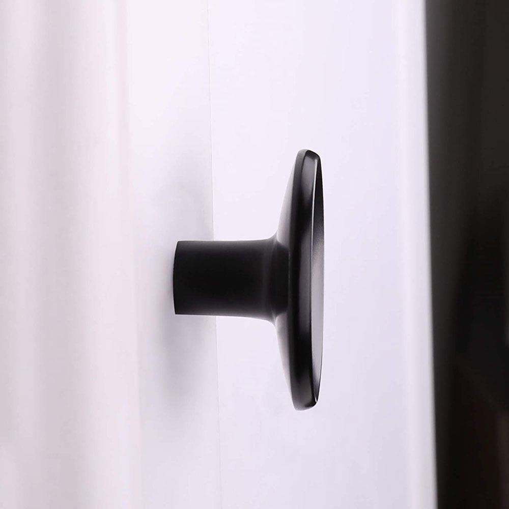 Solid Zinc Alloy Black Round Drawer Knobs
