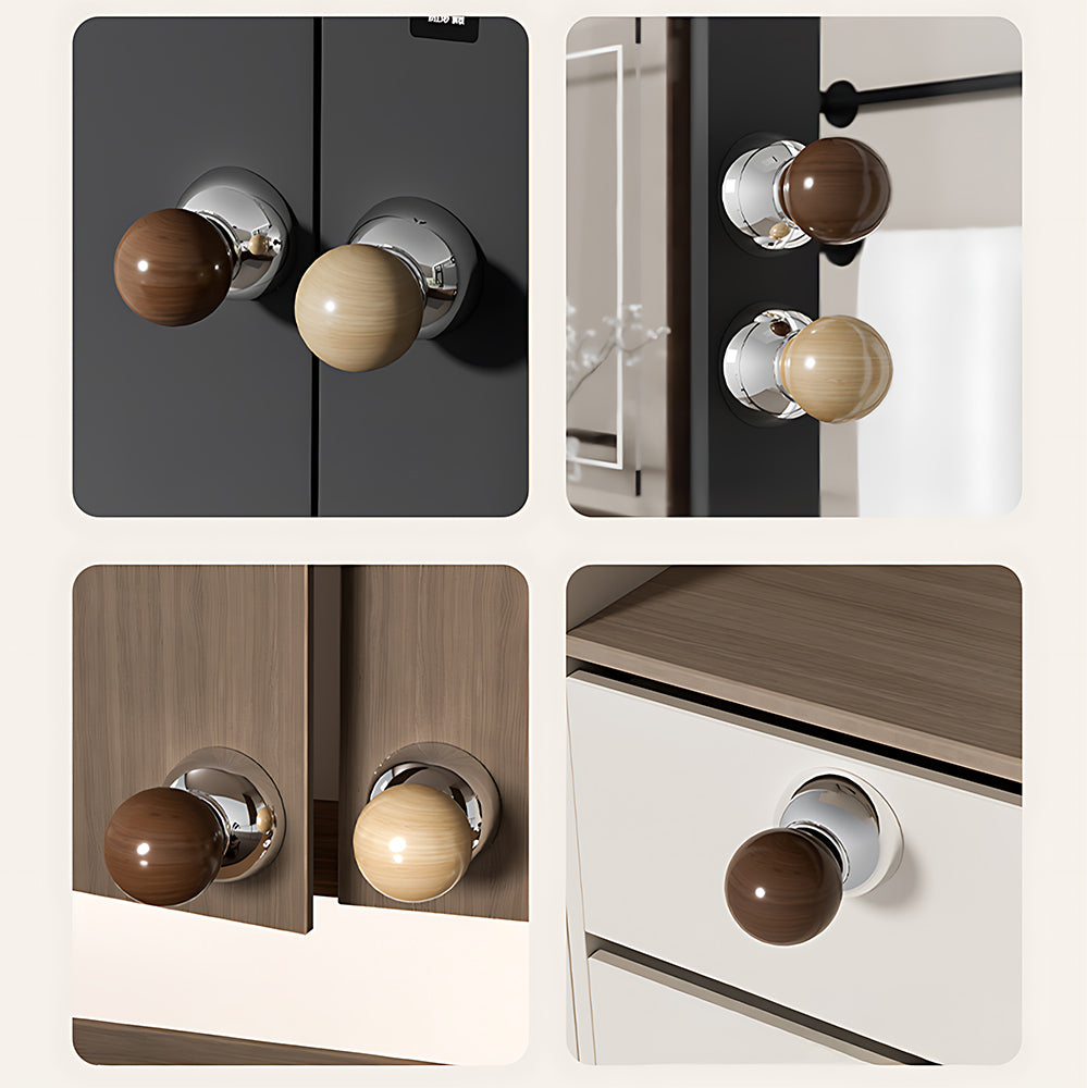 Suction Cup Wooden Ball Cupboard Knob & Wall Hook