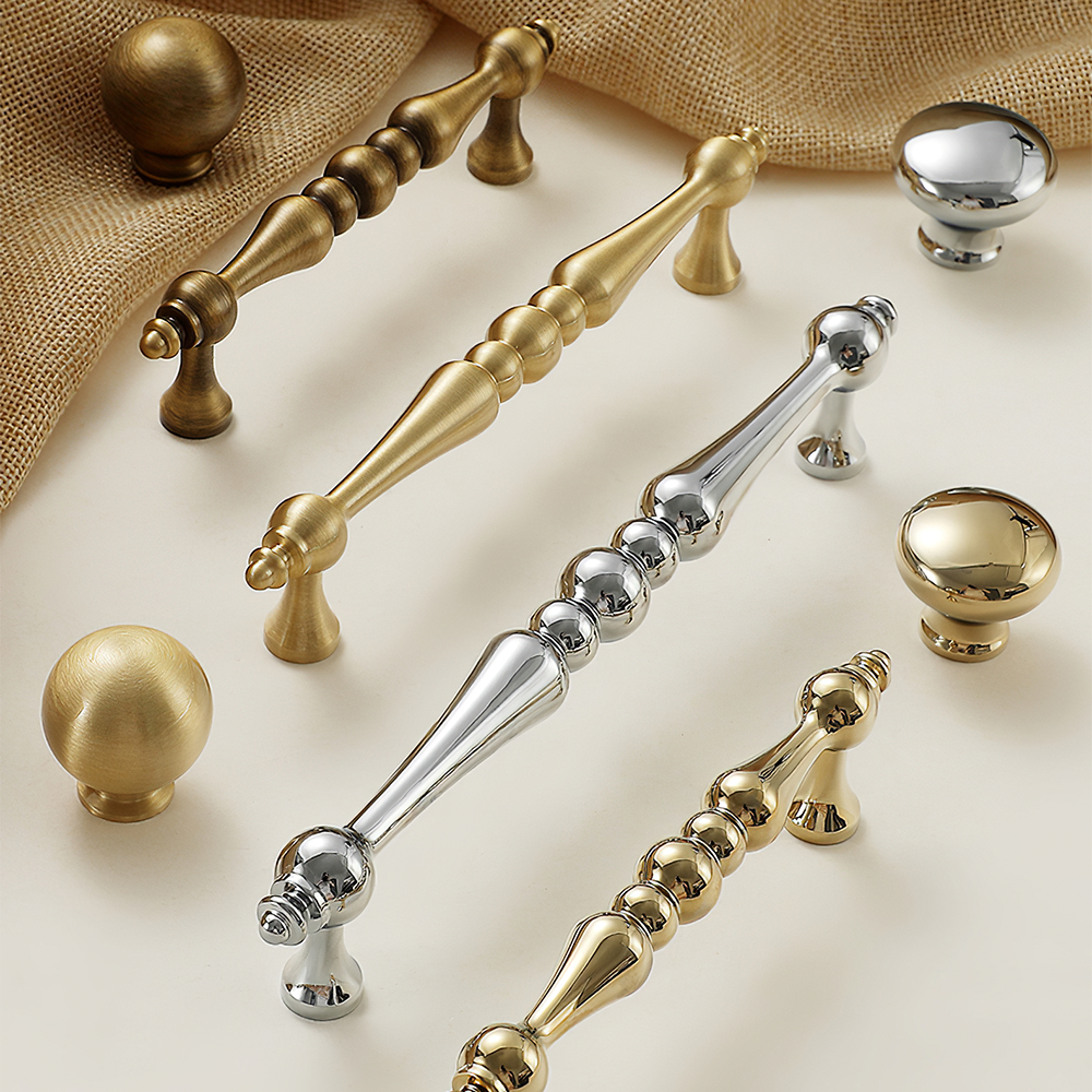 Vintage Beaded Brass Wardrobe Handles