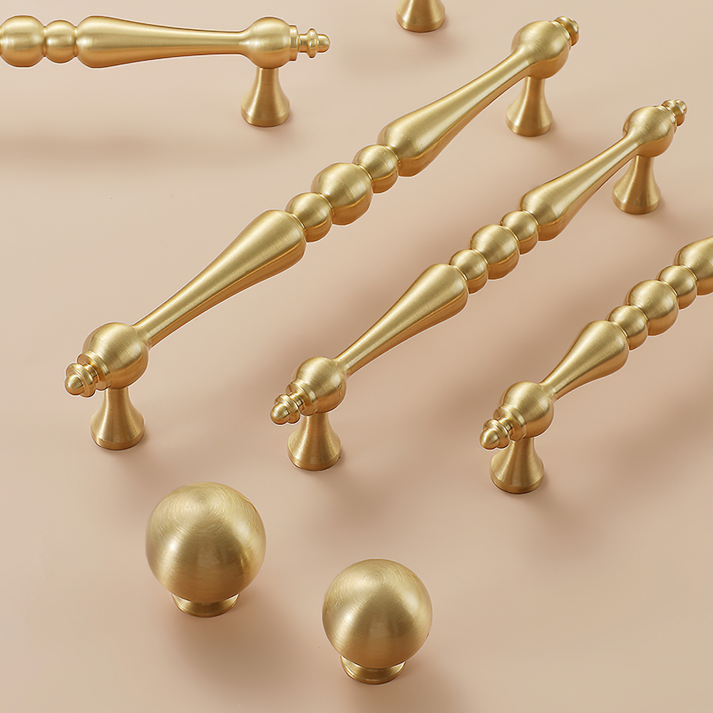 Vintage Beaded Brass Wardrobe Handles