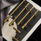 Vintage Bronze T-Bar Wardrobe Handles with Grooved Collars