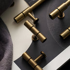 Vintage Bronze T-Bar Wardrobe Handles with Grooved Collars