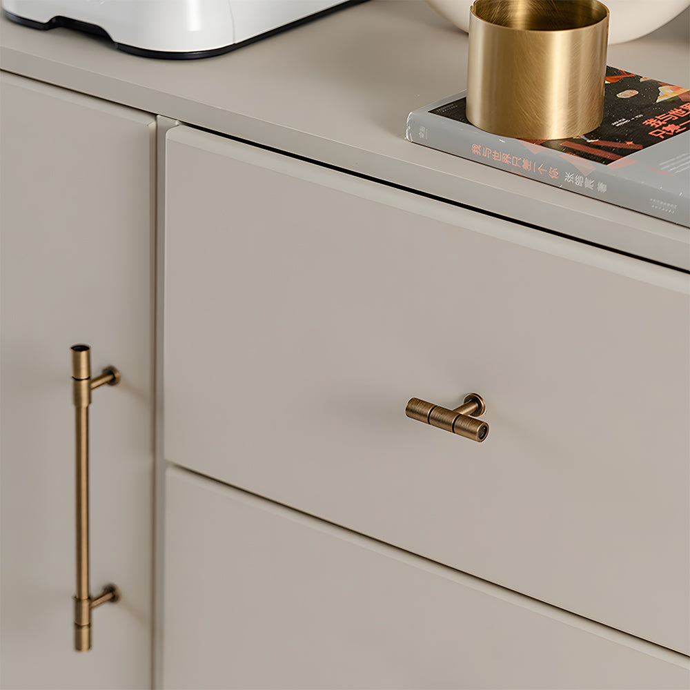 Vintage Bronze T-Bar Wardrobe Handles with Grooved Collars
