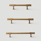 Vintage Bronze T-Bar Wardrobe Handles with Grooved Collars