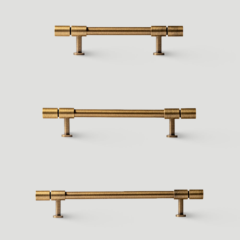 Vintage Bronze T-Bar Wardrobe Handles with Grooved Collars