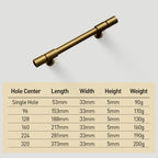 Vintage Bronze T-Bar Wardrobe Handles with Grooved Collars