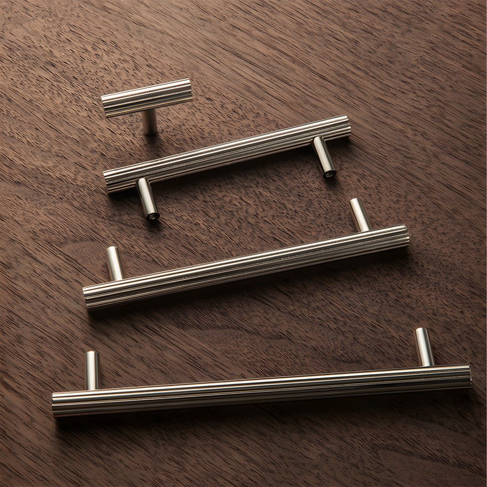 Vintage-Inspired Knurled T-Bar Cupboard Handles & Knobs