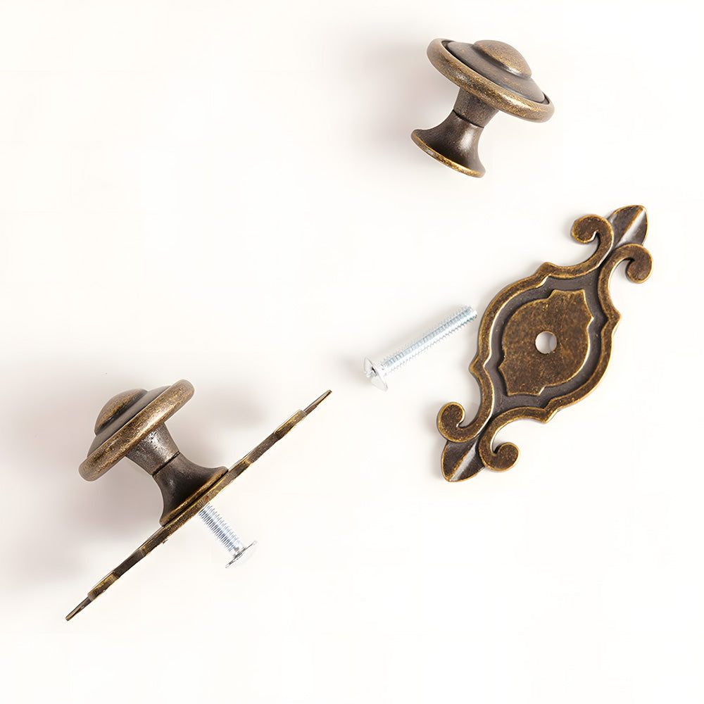 Vintage-Inspired Round Cupboard Knobs with Backplate