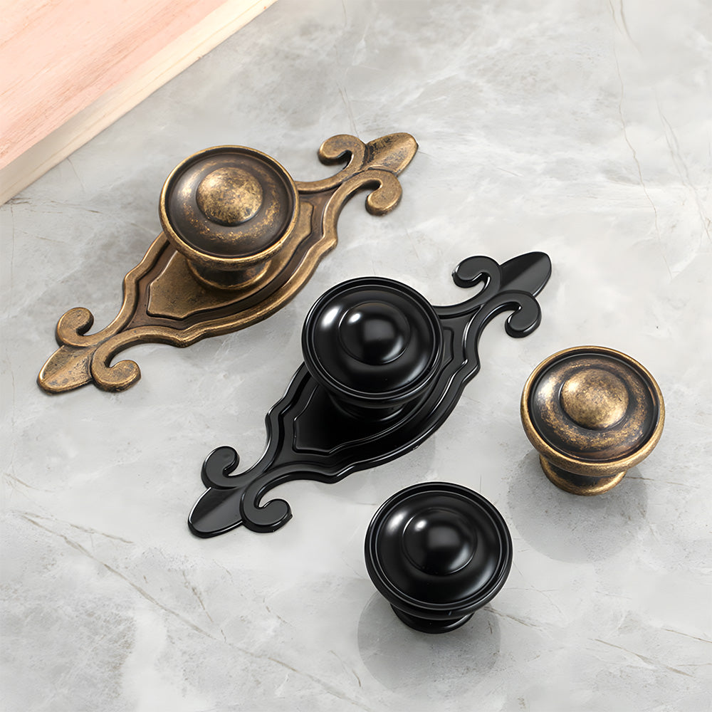 Vintage-Inspired Round Cupboard Knobs with Backplate