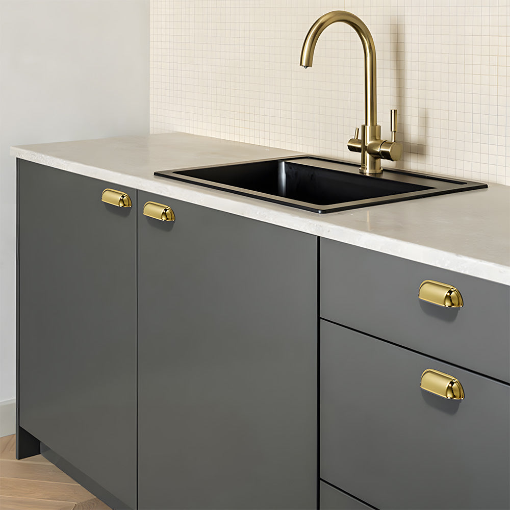 Vintage-Inspired Solid Brass Shell Cup Drawer Handles & Ball Knobs