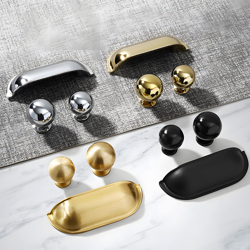Vintage-Inspired Solid Brass Shell Cup Drawer Handles & Ball Knobs