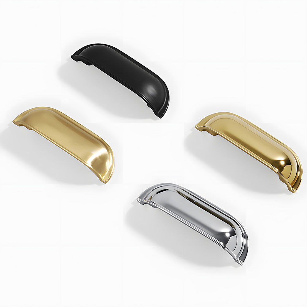 Vintage-Inspired Solid Brass Shell Cup Drawer Handles & Ball Knobs