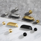 Vintage-Inspired Solid Brass Shell Cup Drawer Handles & Ball Knobs