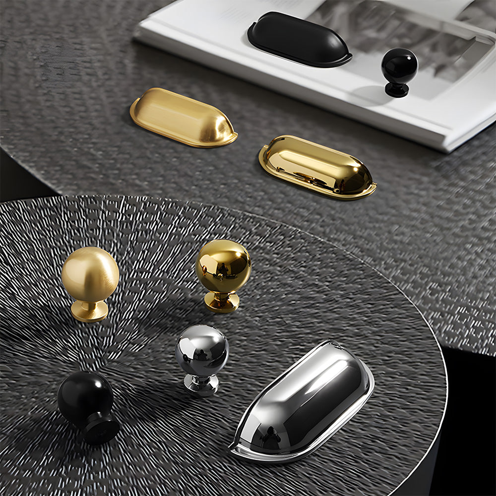 Vintage-Inspired Solid Brass Shell Cup Drawer Handles & Ball Knobs