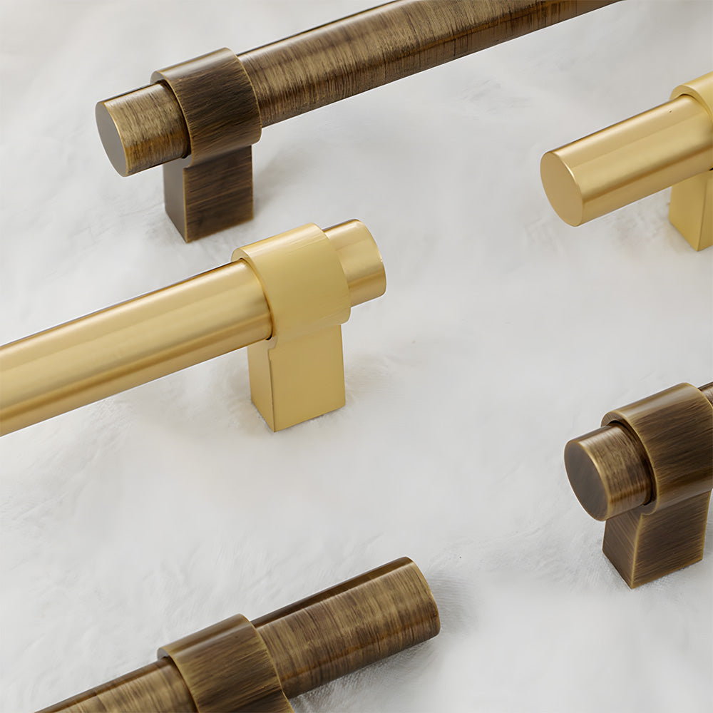 Vintage-Inspired Solid Brass T-Bar Cupboard Handles & Knobs