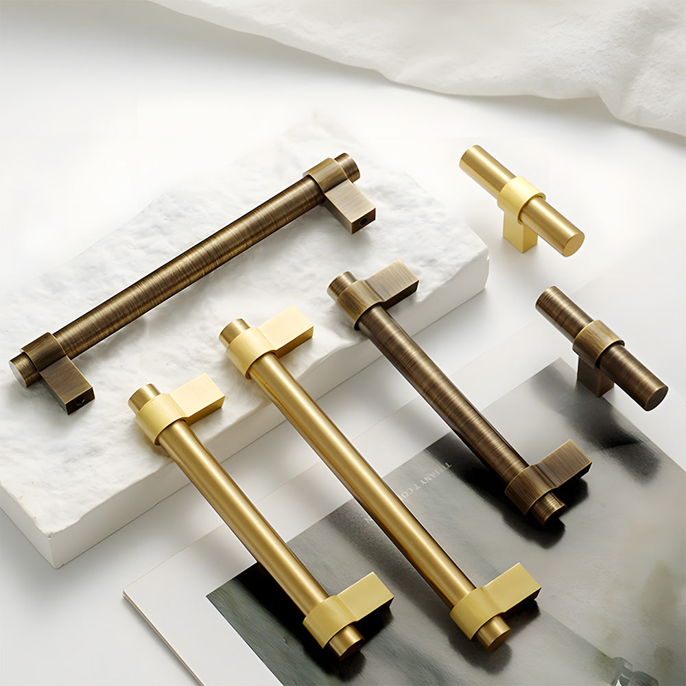 Vintage-Inspired Solid Brass T-Bar Cupboard Handles & Knobs