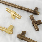 Vintage-Inspired Solid Brass T-Bar Cupboard Handles & Knobs