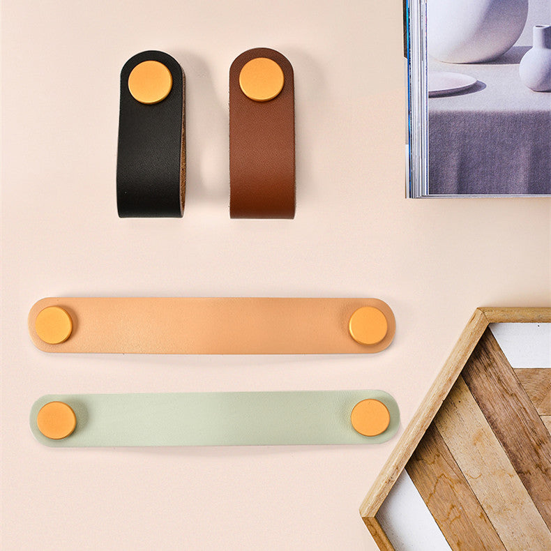 Vintage Leather Strap Cupboard Knobs