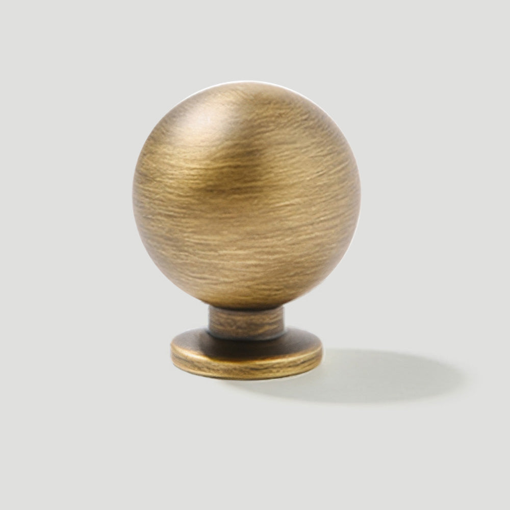 Vintage Round Solid Brass Cupboard Knobs with Backplate