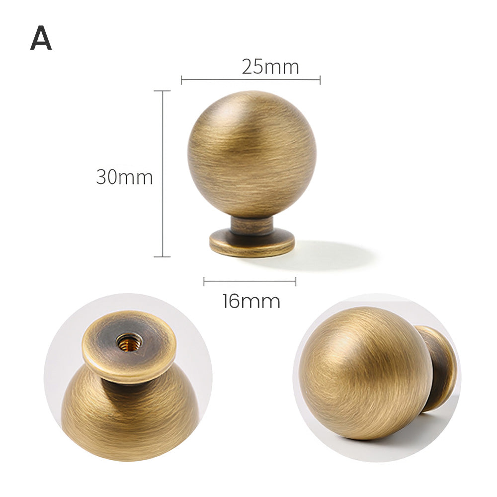 Vintage Round Solid Brass Cupboard Knobs with Backplate