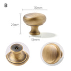 Vintage Round Solid Brass Cupboard Knobs with Backplate
