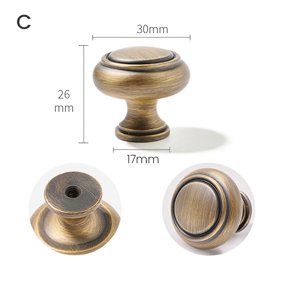 Vintage Round Solid Brass Cupboard Knobs with Backplate