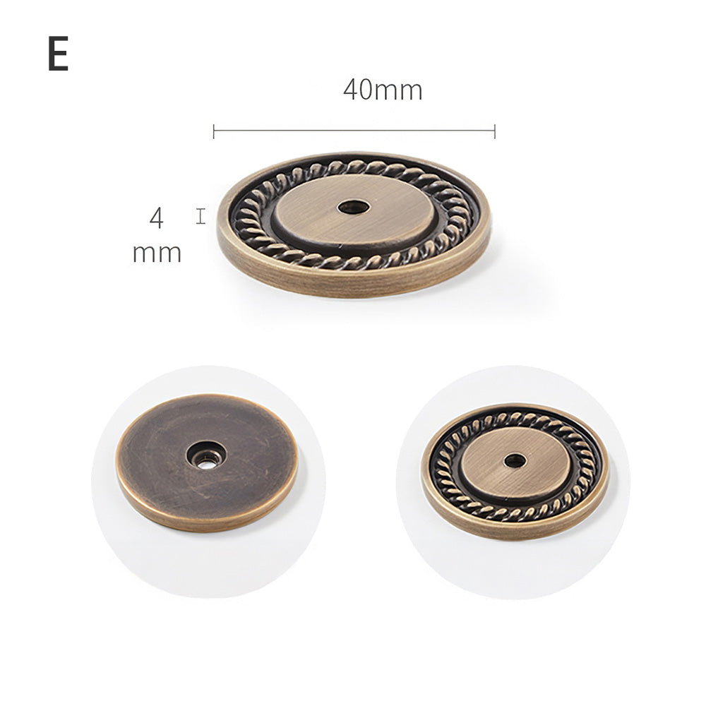 Vintage Round Solid Brass Cupboard Knobs with Backplate