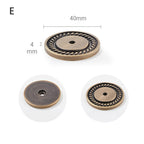 Vintage Round Solid Brass Cupboard Knobs with Backplate