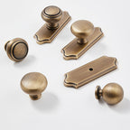 Vintage Round Solid Brass Cupboard Knobs with Backplate