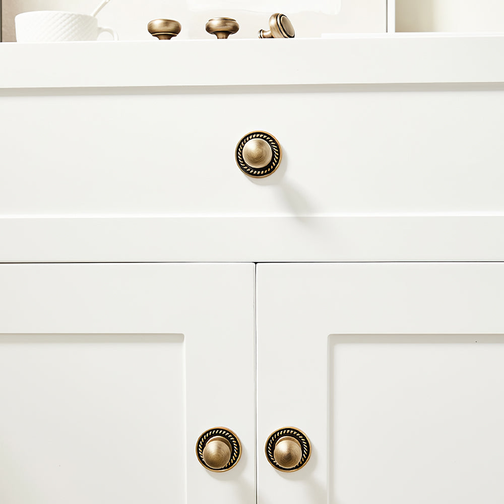 Vintage Round Solid Brass Cupboard Knobs with Backplate